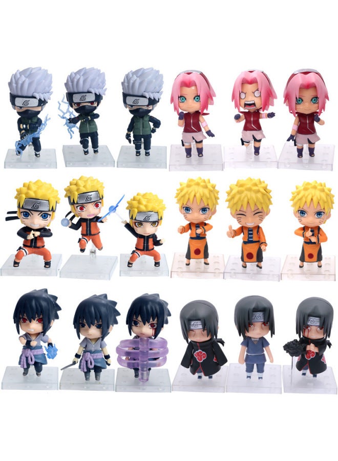 Hala Animation Huoying Hand 3 Q Kakashi Sakura Sasuke Naruto Set-Color:Q Version Of Naruto 20 Generations-Height:About 10cm High - Image 2