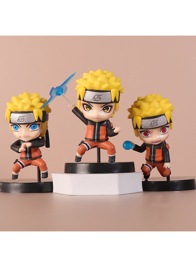 Hala Animation Huoying Hand 3 Q Kakashi Sakura Sasuke Naruto Set-Color:Q Version Of Naruto 20 Generations-Height:About 10cm High - Image 1