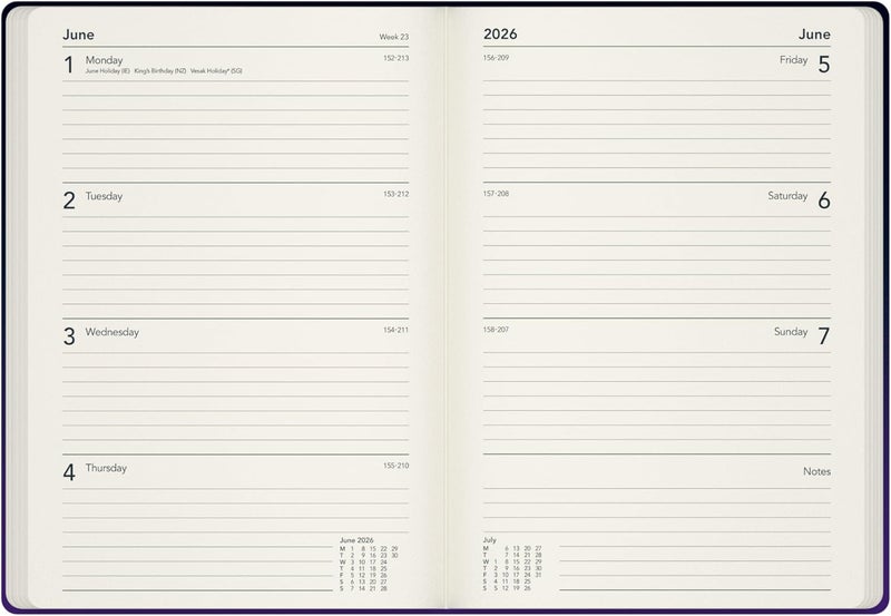 Collins - Irregular Geometrics - 2026 12 Month Calendar Year Planner, Week-To-View Diary, A5 Hard Cover - Purple (E-IG153.55-26) - Image 4