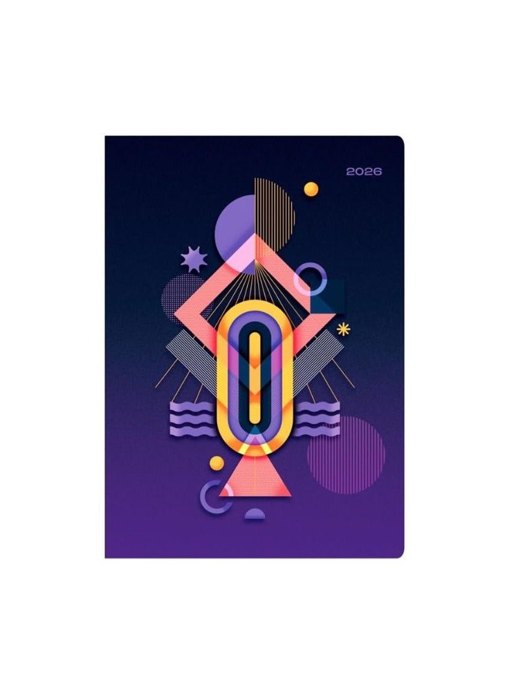 Collins - Irregular Geometrics - 2026 12 Month Calendar Year Planner, Week-To-View Diary, A5 Hard Cover - Purple (E-IG153.55-26) - Image 2
