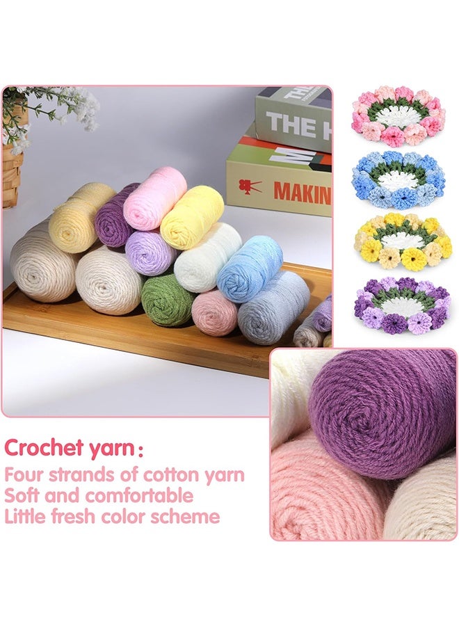 Lemon 4 PCS Flower Coaster DIY Crochet Kit for Beginners Insulated Coaster with Material Pack and English Video Tutorial - Image 3