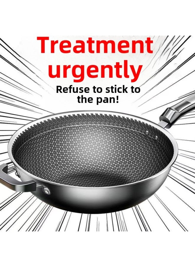 German Stainless Steel Wok Household Non-stick Pan Uncoated Fume-free Wok Induction Cooker Gas Universal Wok XH-Color:Extra Thick Steel-30cm Comprehensive Honeycomb [1-2 People] Without Cover-Capacity:[special Offer] End Soon: 00:03:58  - Image 2