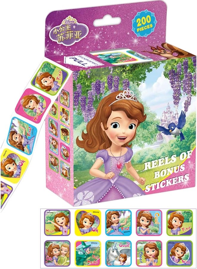 Kids Cartoon Sticker 10 Designs Total 200 1-1/2" Self Adhesive Label Rolls Cartoon Stickers for Kids Teachers Parents Home Education Encouragement and Educational Kids Stickers (C) - Image 1