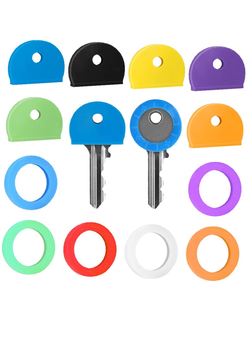 24-Pieces Key Covers Tags,Diameter 24mm 8 Colors Key Cover - Image 1