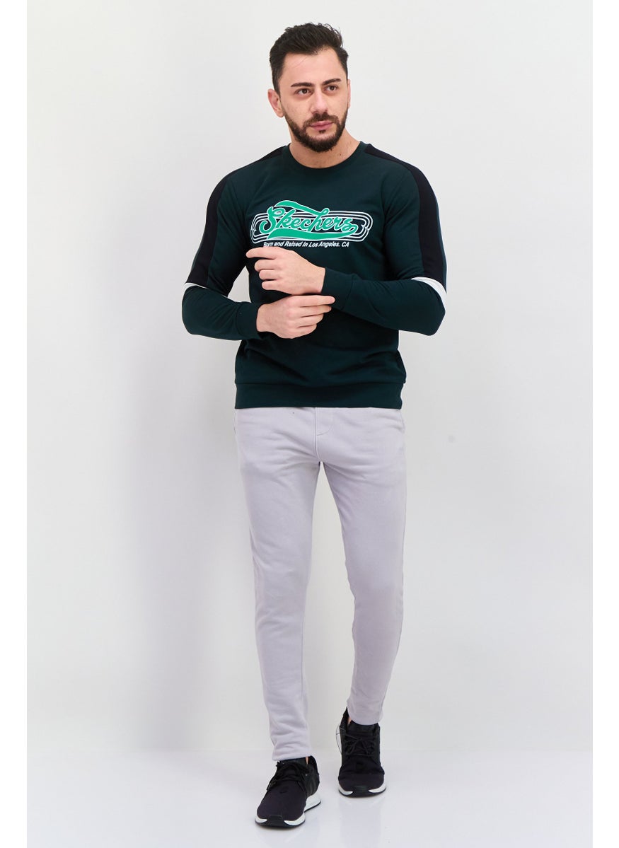 SKECHERS Men Sportswear Fit Long Sleeves Outdoor Sweatshirt, Moss green  - Image 4