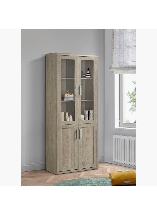 Home Box - Curvy Bookcase With 2 Glass Doors 40x200x80.8 cm - Image 1