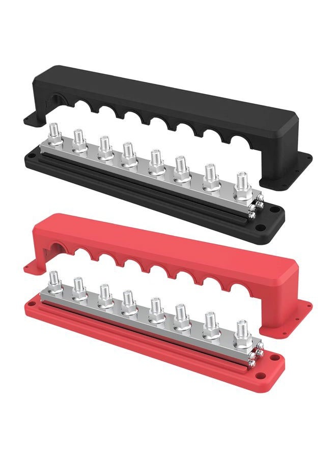 IZTOSS قطعتان 600 أ بار ناقل 12 فولت كتلة توزيع الطاقة 8 × 3/8" (M10) مسامير طرفية، بار بطارية 48 فولت DC طرف بطارية إيجابي وسلبي للسفن والسيارات والشاحنات - Image 1