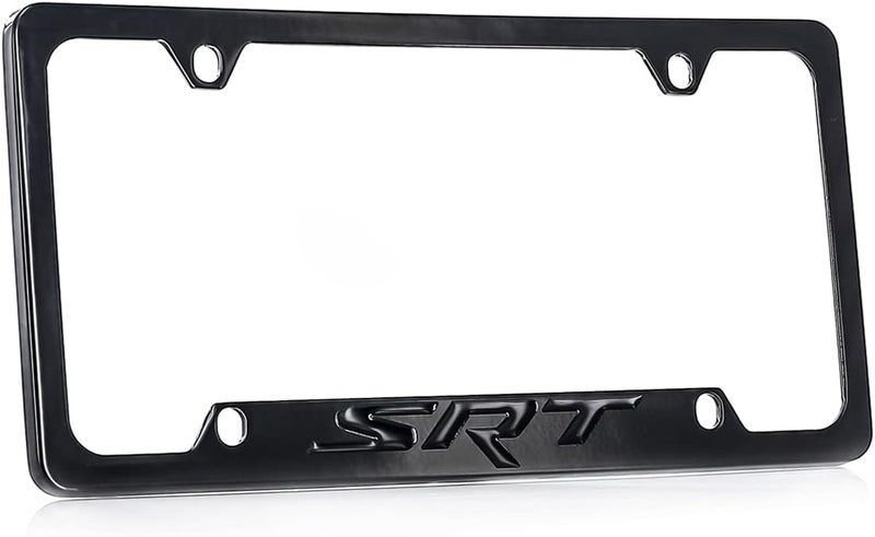 Dodge SRT Black Solid Metal License Plate Frame Tag Holder - Image 2
