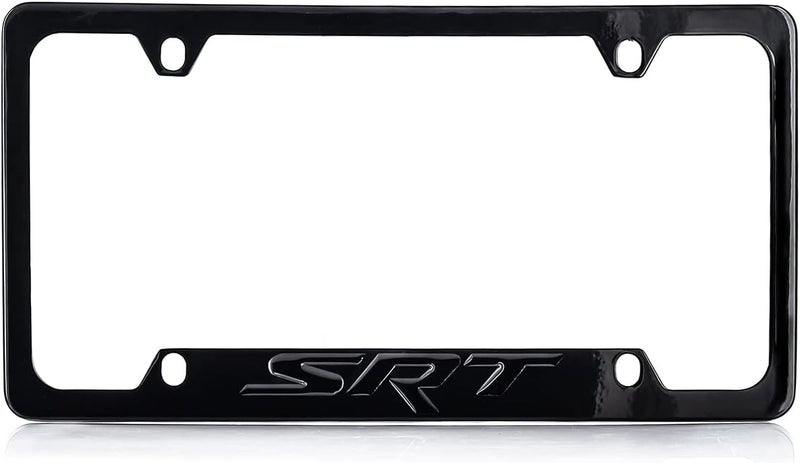 Dodge SRT Black Solid Metal License Plate Frame Tag Holder - Image 1