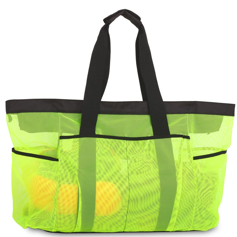 GOTDYA Extra Large Beach Bag, XL Mesh Tote with Zipper and Pockets Ideal for Your Family Lake/Cruise/Beach Vacation Essentials-Fluorescent Green - Image 1