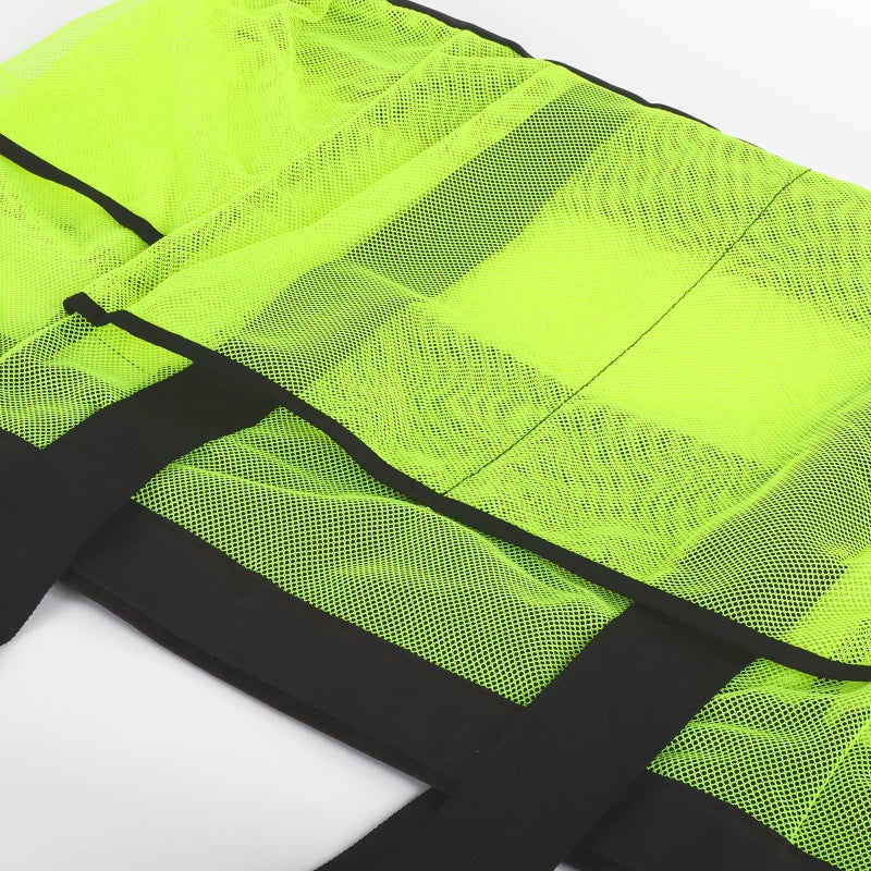 GOTDYA Extra Large Beach Bag, XL Mesh Tote with Zipper and Pockets Ideal for Your Family Lake/Cruise/Beach Vacation Essentials-Fluorescent Green - Image 4
