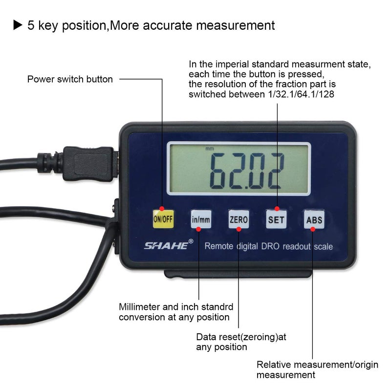 SHAHE Digital LCD Linear 0-150mm/0-6inch Accurate Digital Readout Lathe Scale for Milling Machines - Image 2