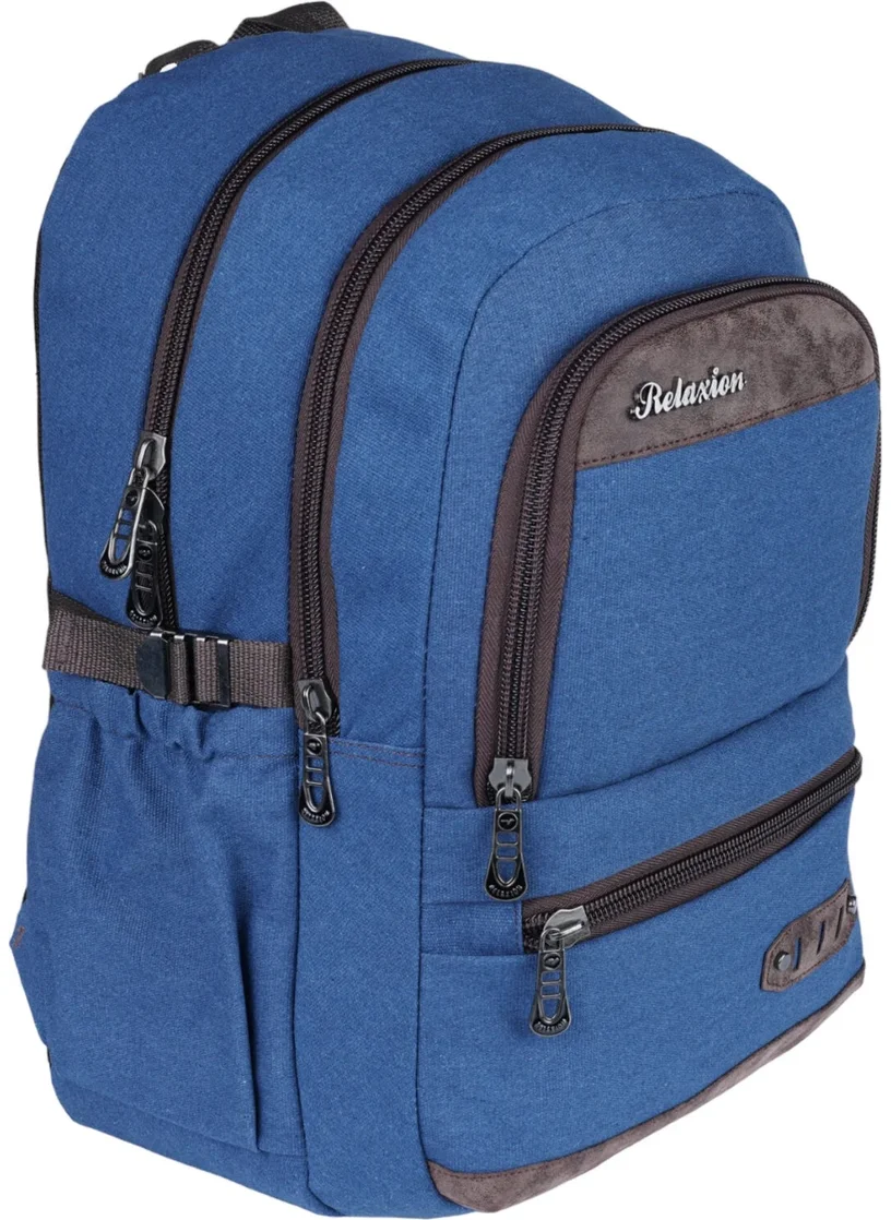 ريلاكسن Navy Blue Canvas Waterproof Fabric School Backpack 1650