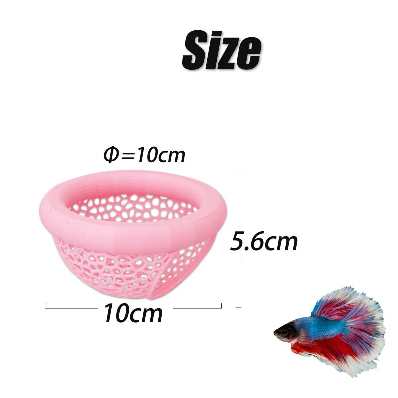 HOZOE Aquarium Floating Betta Fish Skins, Betta or Shrimp Feeder, Cave and Hammock, Small Fish Feeding Rings, Aquarium Hiding Feeding Decorative Accessories (Pink) - Image 3