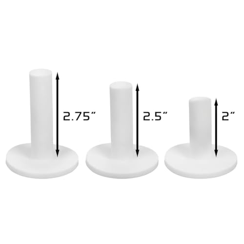 Orlimar Rubber Driving Range Golf Tees for Range Mats or Simulator (3 Pack Assorted Sizes, White), 2-inch, 2.5-inch and 2.75-inch Height Tees for Indoor or Outdoor Use - Image 2