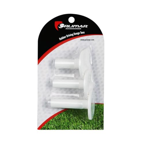 Orlimar Rubber Driving Range Golf Tees for Range Mats or Simulator (3 Pack Assorted Sizes, White), 2-inch, 2.5-inch and 2.75-inch Height Tees for Indoor or Outdoor Use - Image 1