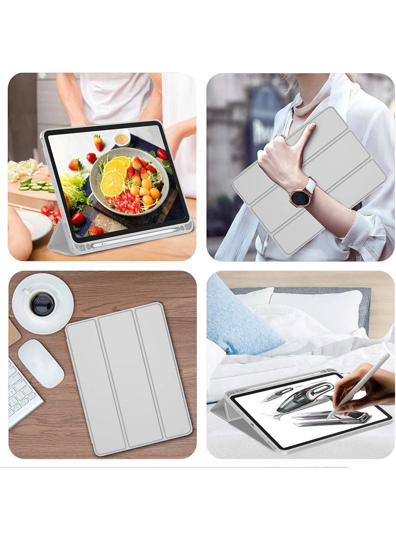 Theodor iPad Pro 11 Inch Case 2022(4th Gen)/2021(3rd Gen)/2020(2nd Gen) with Pencil Holder, Smart iPad Case With Pencil Holder Slim Tablet Cover with Soft TPU Back, Auto Wake/Sleep Grey - Image 4
