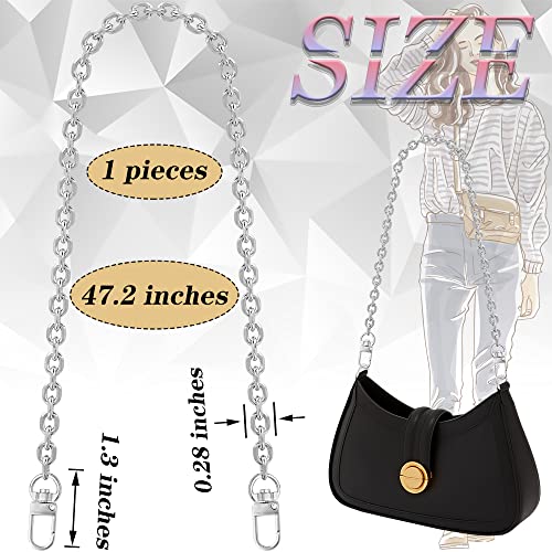 Chewarelly 1 Pcs Purse Chain Strap Cross Body Chain Strap Replacement Chain for Handbag Shoulder Bag Purse(O Chain 0.28 Inch-47.2 Inches/120cm, Silver) - Image 2