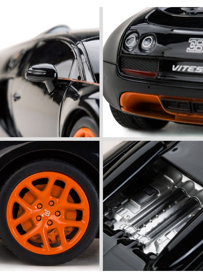 راستار سيارة سباق تعمل بالتحكم عن بعد | سيارة سباق تعمل بالتحكم عن بعد Bugatti Veyron 16.4 Grand Sport Vitesse بمقياس 1:24، سيارة سباق تعمل بالتحكم عن بعد، باللون الأسود/البرتقالي  - Image 5
