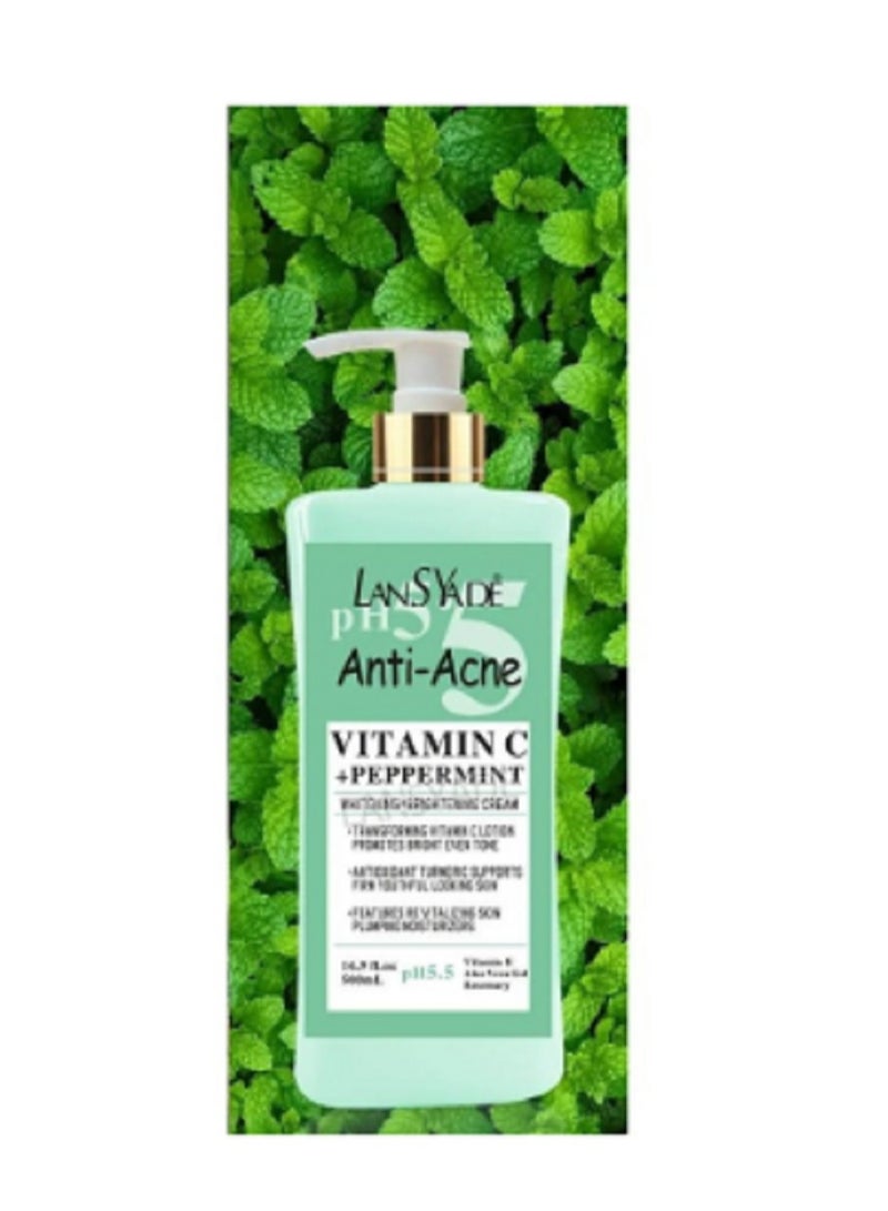 LANSYADE Anti Acne Vatamin C And Peppermint Whitening Brightening Body Lotion And Cream 500 ML - Image 2