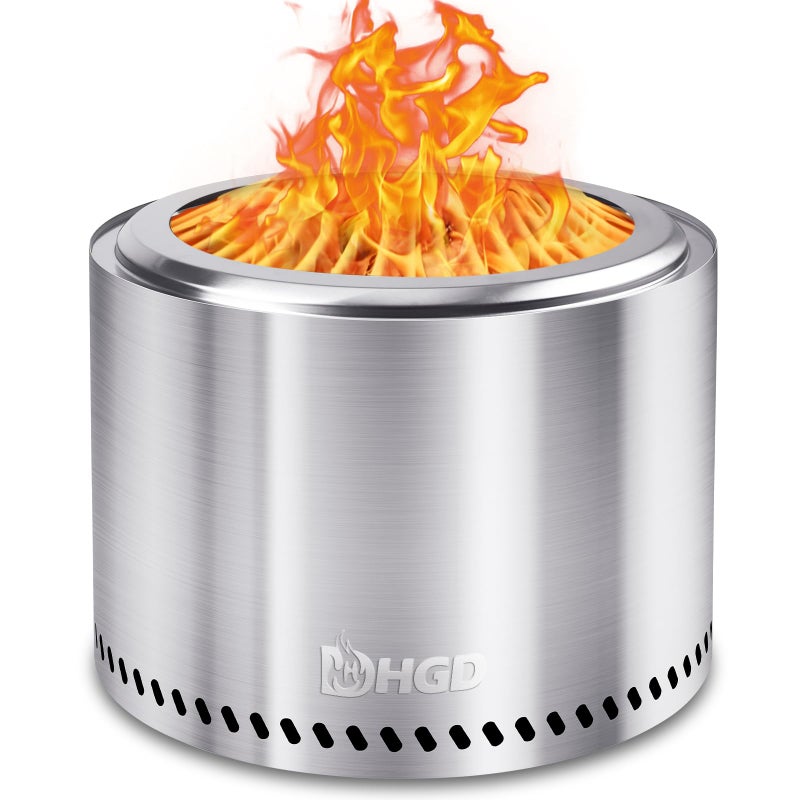 HGD 20 Inch Smokeless Fire Pit Outdoor, Stainless Steel Wood Burning Firepit with Secondary Combustion, Backyard Patio Stove for Garden, BBQ & Bonfire - Image 1