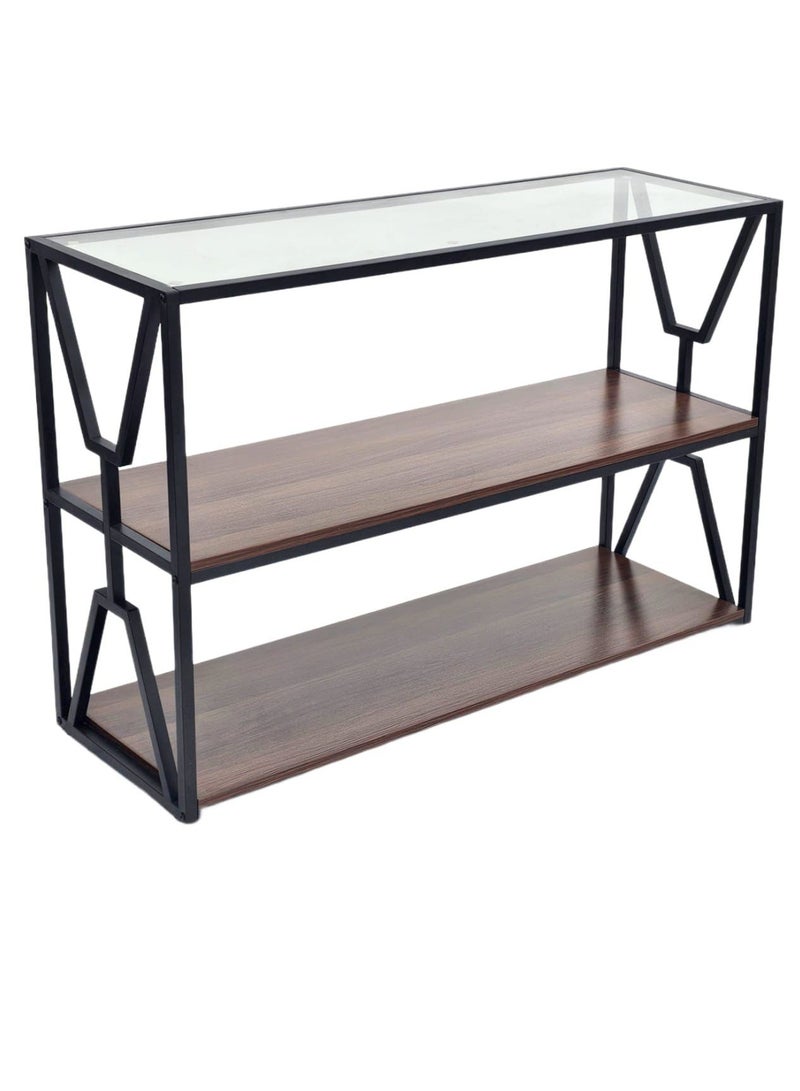Living Modern Three-Storey Console Table With Glass Top 120*40*80 CM