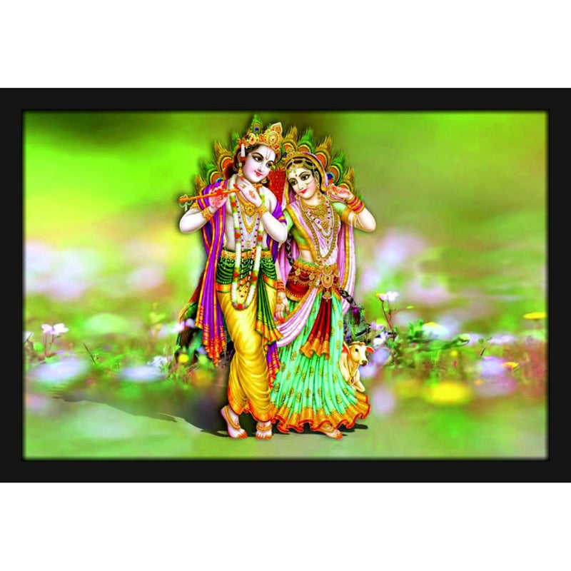 Mad Masters Radha Krishna Painting Aesthetic Hanging Photo Frame Decorative Item Home Decoration and Wall Decor for Living Room and Bedroom MM 11016 8x12 Inch Paper With Plexi Glass - Image 1