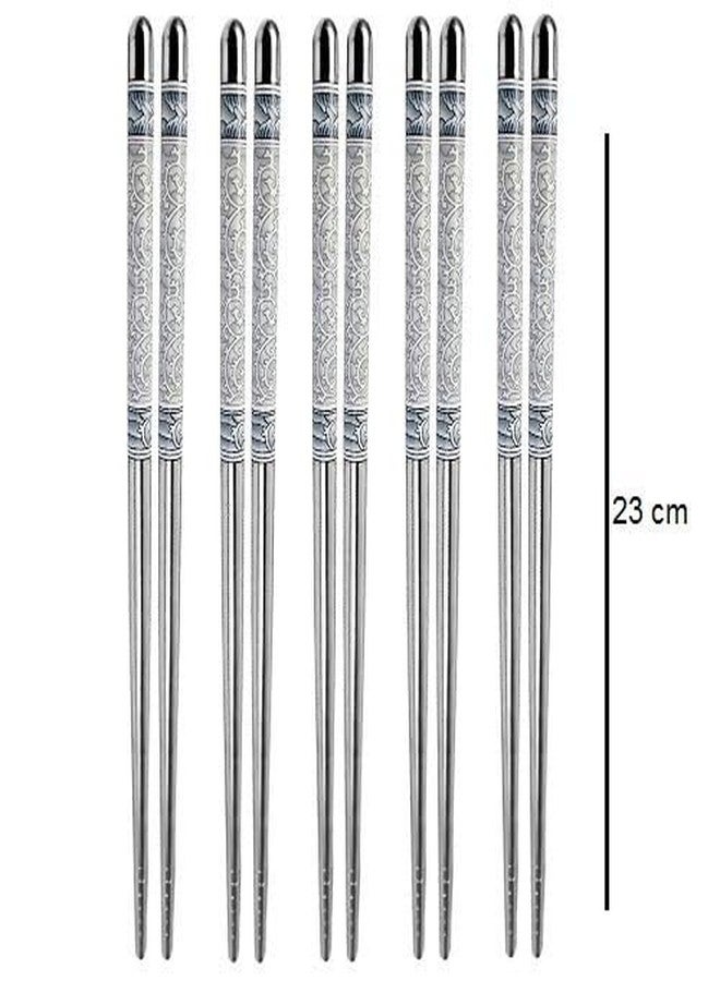 friendizana 4ever 5 Pairs Reusable Stainless Steel Chopsticks | Lightweight Metal Chopsticks Dishwasher Safe | Durable Non-Slip Chop Stick Utensils for Home, Restaurant, and Travel Use - Image 5