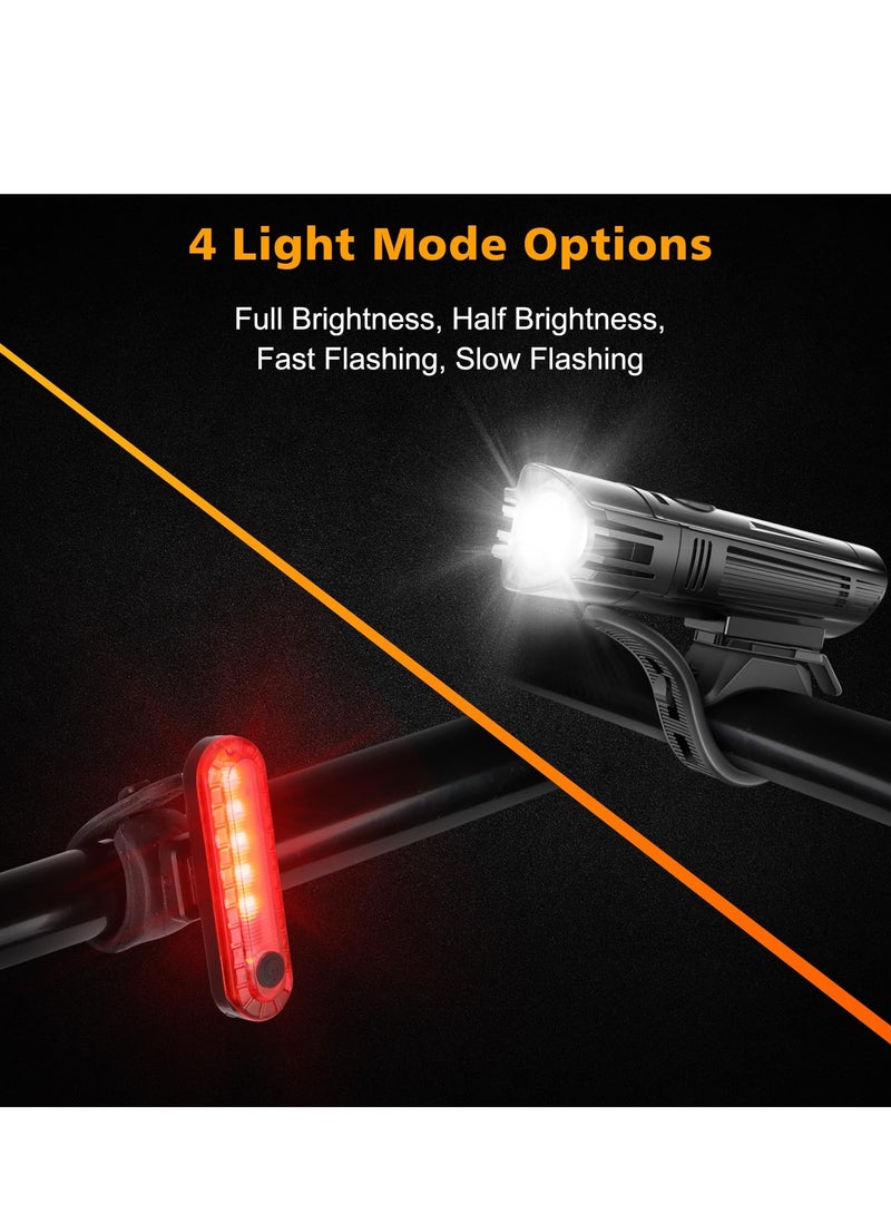 spa luxetique Ultra Bright USB Rechargeable Bike Light Set, Powerful Bicycle Front Headlight and Back Taillight, 4 Light Modes, Easy to Install for Men Women Kids Road Mountain Cycling Black  - Image 5