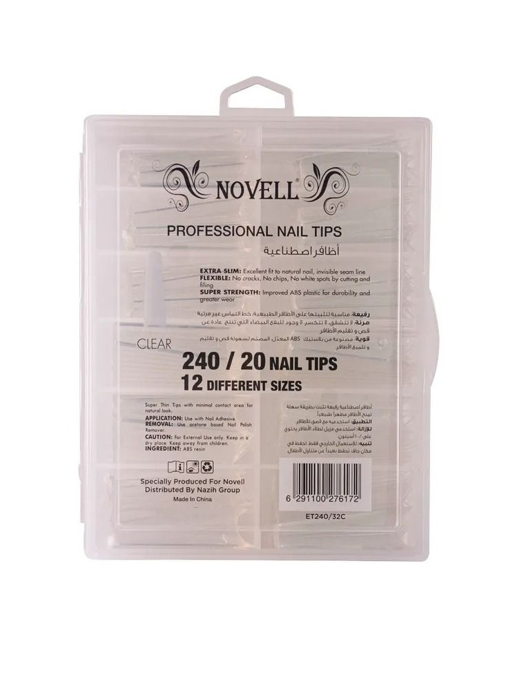 NOVELL Nail Tips Professional Clear 12 Sizes 20 Each - Image 1
