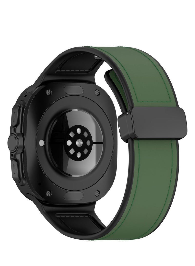 سامسونج غالاكسي ووتش ultra 47mm سيليكون + جلد سوار المغناطيسي إغلاق المعصم ، سامسونج غالاكسي ووتش ultra-band ( الأخضر ) - Image 2