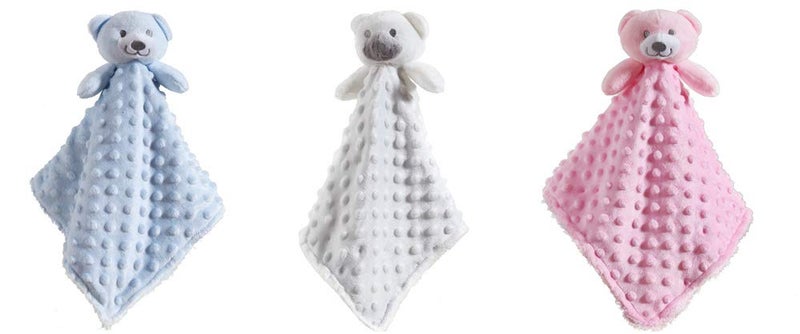 CREVENT Cozy Plush Baby Security Blanket Loveys for Baby Boys, Minky Dot Front + Sherpa Backing with Animal Face (Blue Bear) - Image 5