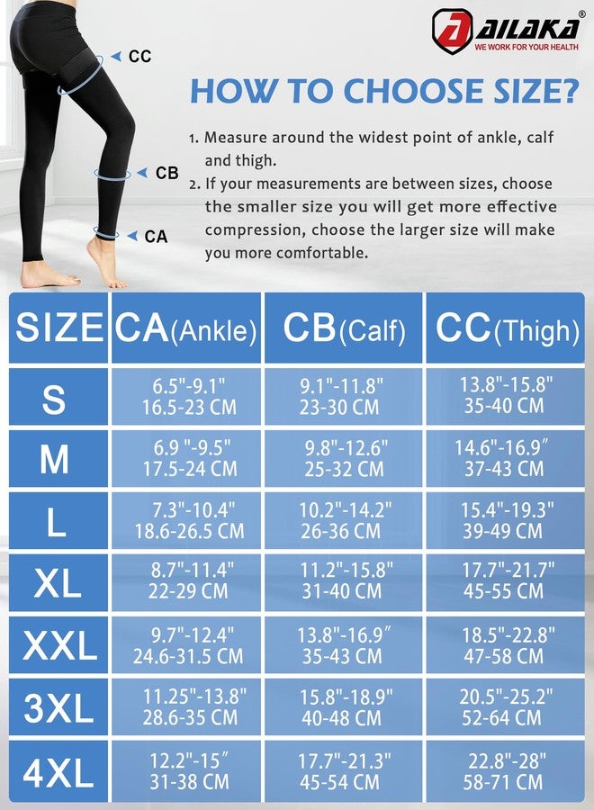 Ailaka Medical Compression Stockings for Women Men, Thigh High Footless 20-30mmHg Graduated Compression Socks with Silicone Band for Varicose Veins, Edema, Post-Surgery - Image 4