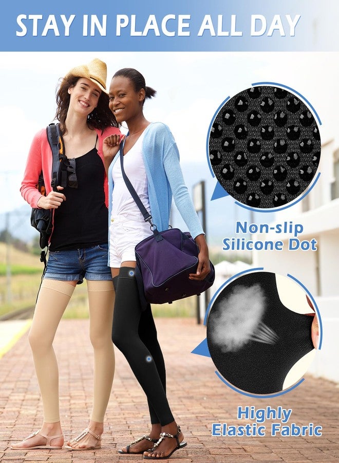Ailaka Medical Compression Stockings for Women Men, Thigh High Footless 20-30mmHg Graduated Compression Socks with Silicone Band for Varicose Veins, Edema, Post-Surgery - Image 3