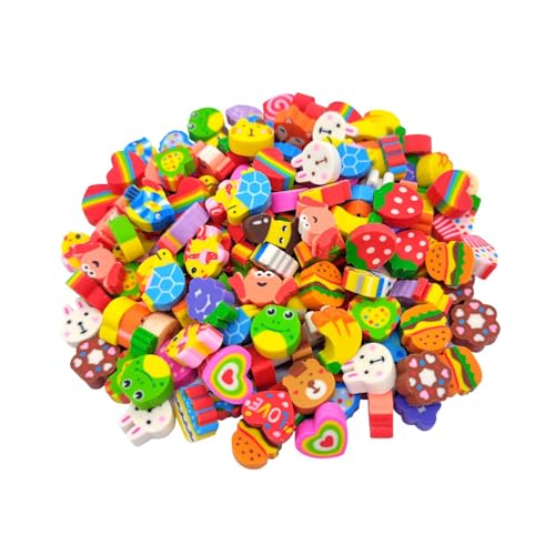KRYTONE®100pcs Fun Novelty Mini Erasers Cute Animal Fruit Multipack Non-Toxic Small Pencil Erasers for Students Homework School Classroom Rewards Prizes Party Favors - Image 1