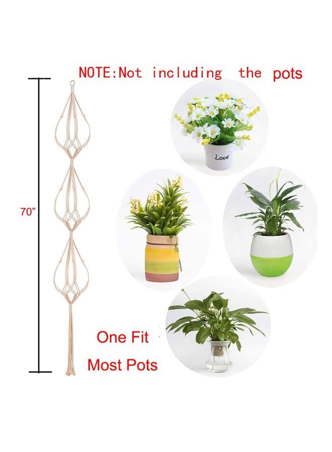 ELANE 2PCS 3-Tier 70" Macrame Hanging Planter Basket Plant Hanger Indoor Outdoor Hanging Plant Holder for Stand Flower Pots Decorations - Image 2