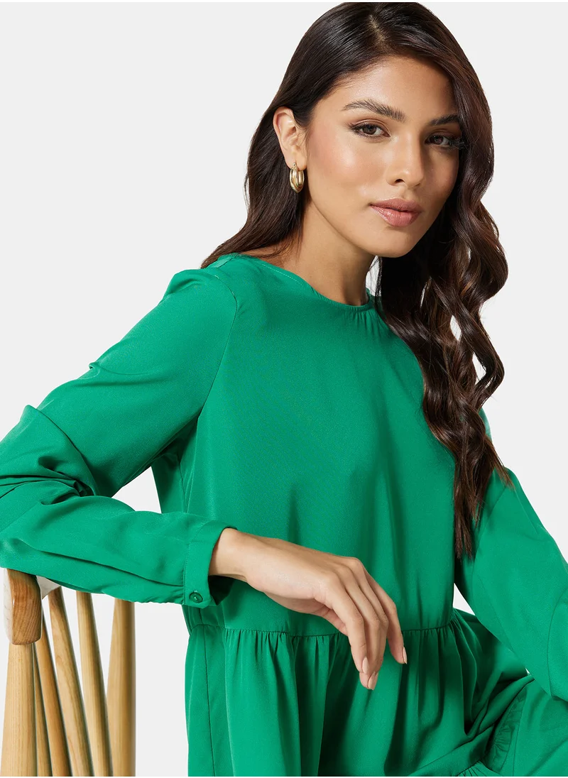 VERO MODA Tiered Long Sleeve Mini Dress
