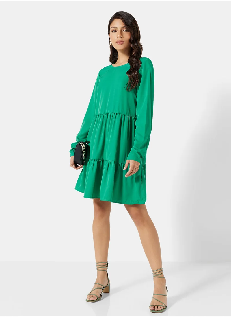 VERO MODA Tiered Long Sleeve Mini Dress