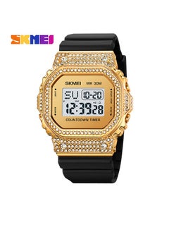 SKMEI Shikemei Watch Series Diamond-studded Luxury Digital Watch Waterproof TPU Strap Fashion Watch  - Image 1