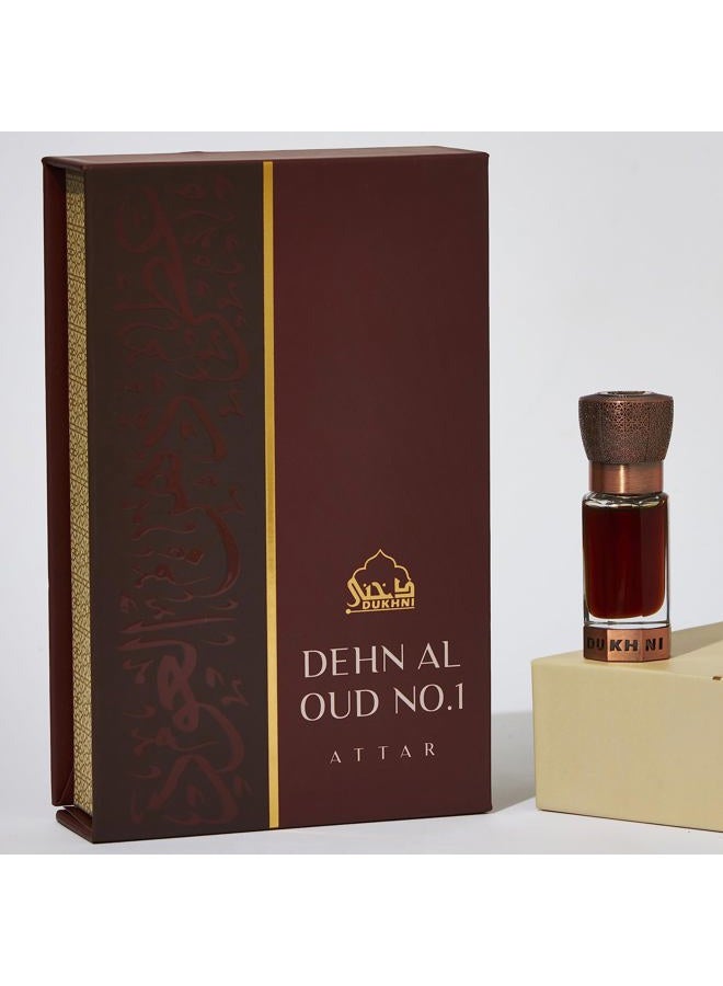DUKHNI Dehn Al Oud Attar For the Oud Connoisseur | Authentic Arabic Fragrance Oil | Special Luxury Ramadan & Eid gift | 1 bottle x 6ml | Arabian Perfume Oil  - Image 1
