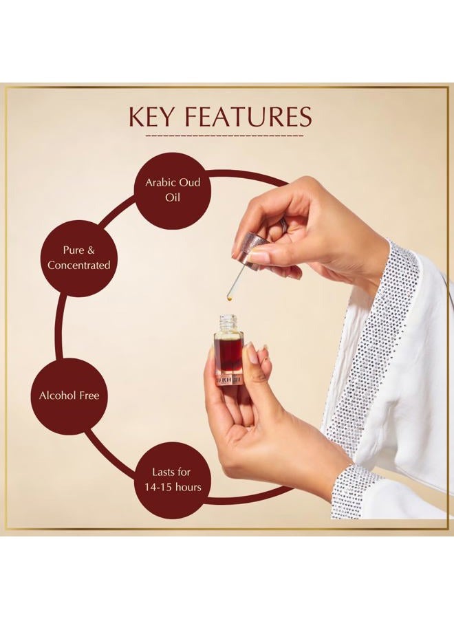 DUKHNI Dehn Al Oud Attar For the Oud Connoisseur | Authentic Arabic Fragrance Oil | Special Luxury Ramadan & Eid gift | 1 bottle x 6ml | Arabian Perfume Oil  - Image 3