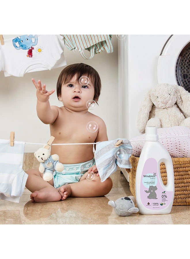 Windmill baby منظف غسيل سائل طبيعي من النباتات للأطفال، معتمد من وزارة الزراعة الأمريكية، خالي من مسببات الحساسية، لطيف مع الإنزيمات الحيوية، زهور اللافندر - 900 مل - Image 5