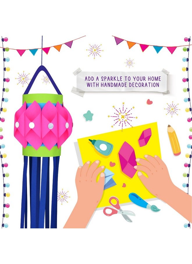 Lighthouse Lighthouse DIY Lantern Kit for Diwali | Art and Craft Kit for Kids | Diwali Decoration Kit, Includes Paper Cutouts, Sequences, Lantern Strips and More (Pack of 5)  - Image 4