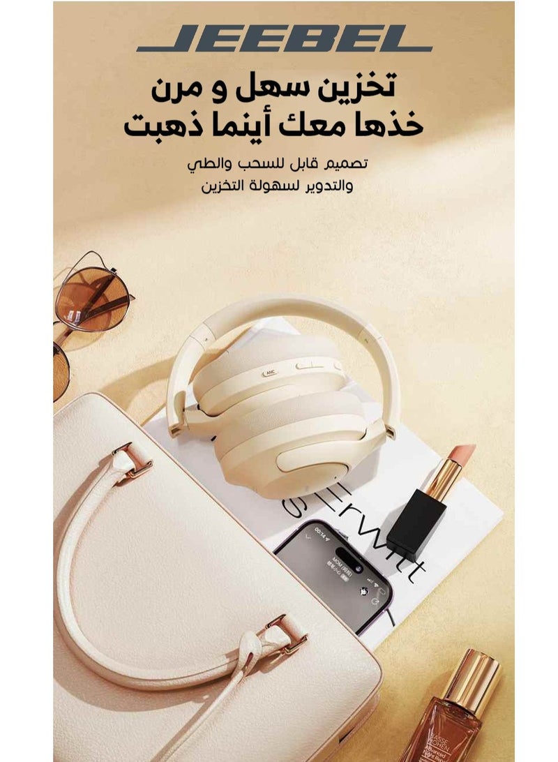 Jeebel Wireless BT stereo headphone with ANC noise isolation feature and a 250 mAh battery that works for 14 continuous hours and fast charging USB-C grey color - Image 3