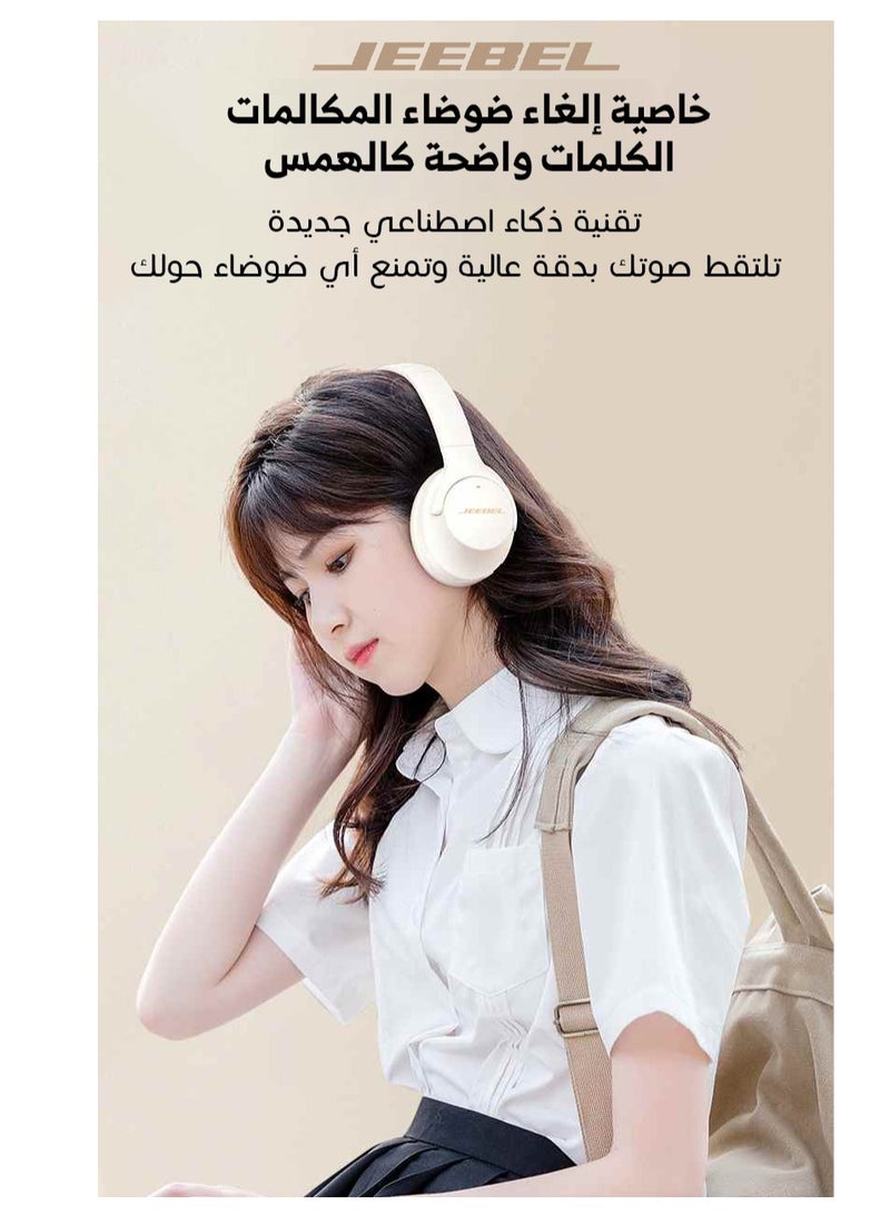 Jeebel Wireless BT stereo headphone with ANC noise isolation feature and a 250 mAh battery that works for 14 continuous hours and fast charging USB-C grey color - Image 2
