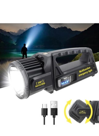 QLIGHT Rechargeable Spotlight Outdoor Handheld, 2,000,000 Lumens Led Spot Light Flashlight with Solar Panels, 9 Modes Waterproof Handheld Spot Light for Outdoor Marine Boating Hunting - pzsku/Z5F1BAE90158A67E91821Z/45/1743857012/66f4a79e-e7d6-43e7-9c97-0cc54093a136