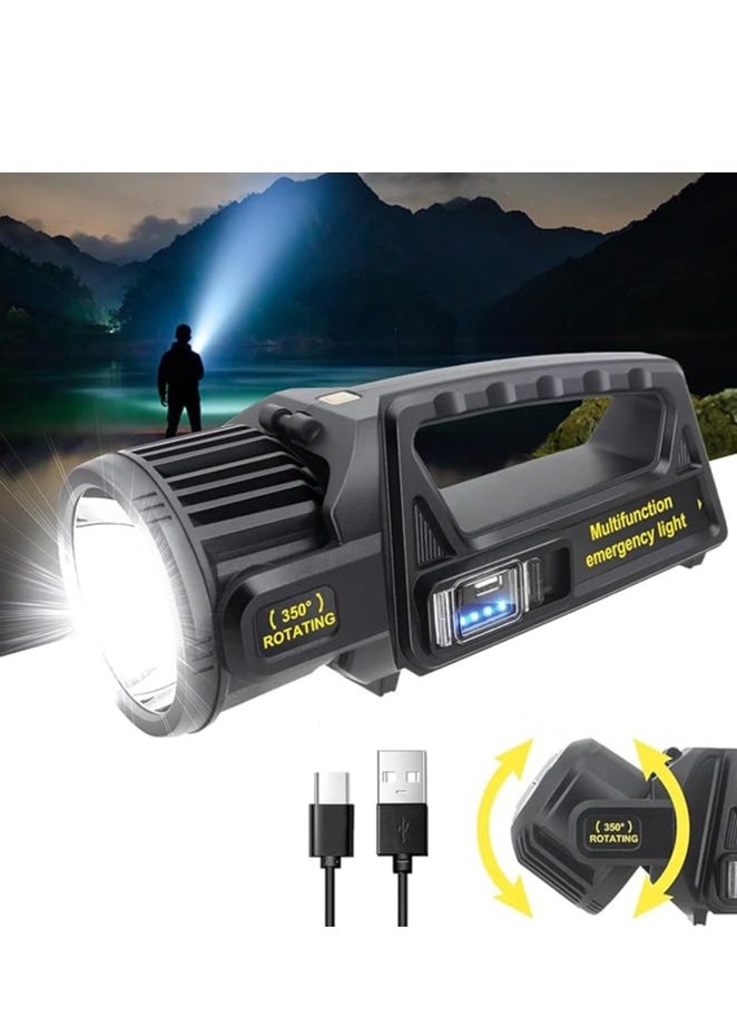 QLIGHT - QLIGHT Rechargeable Spotlight Outdoor Handheld, 2,000,000 Lumens Led Spot Light Flashlight with Solar Panels, 9 Modes Waterproof Handheld Spot Light for Outdoor Marine Boating Hunting - Image 1