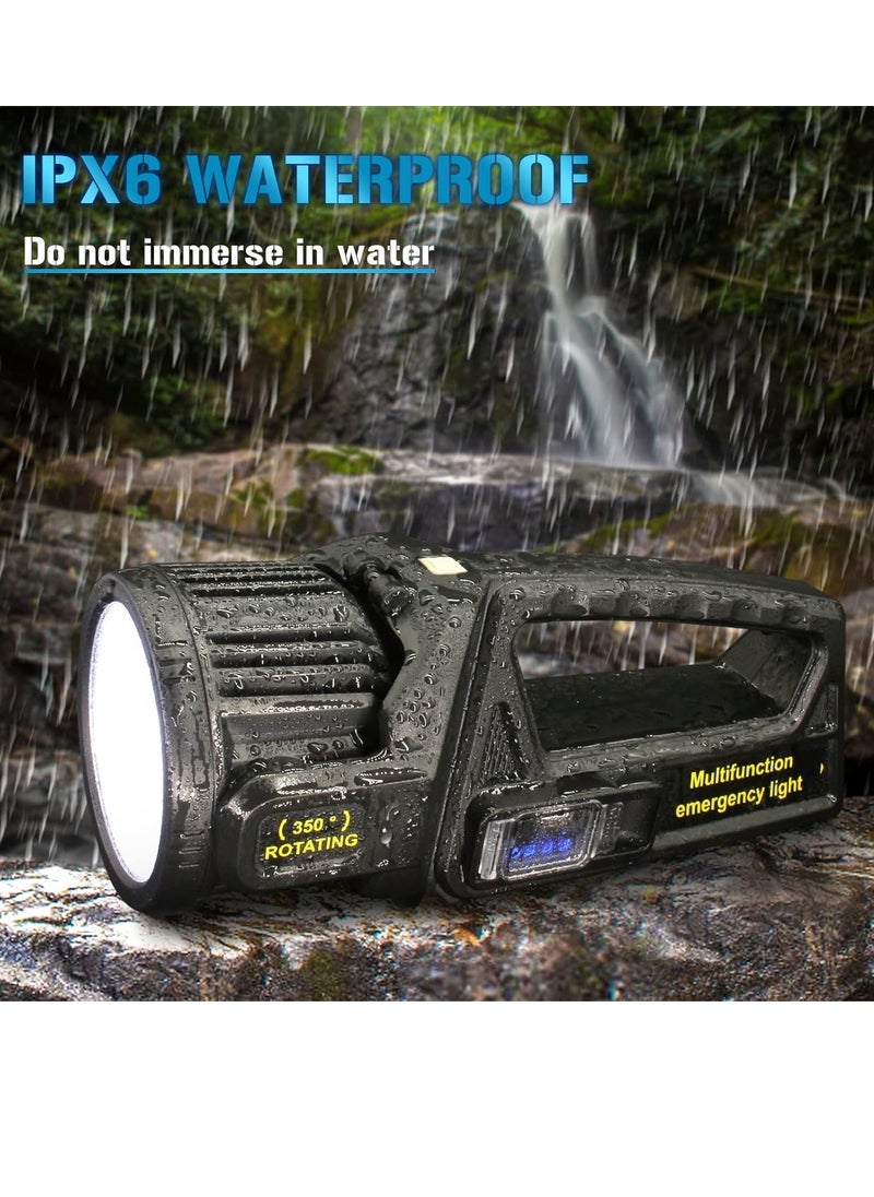 QLIGHT - QLIGHT Rechargeable Spotlight Outdoor Handheld, 2,000,000 Lumens Led Spot Light Flashlight with Solar Panels, 9 Modes Waterproof Handheld Spot Light for Outdoor Marine Boating Hunting - Image 1