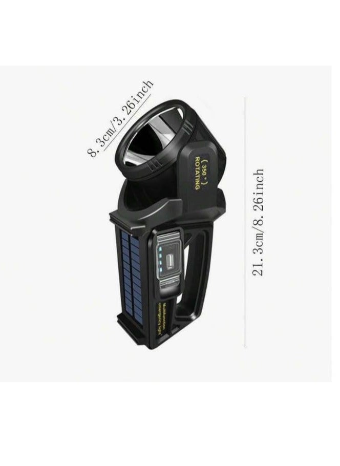 QLIGHT - QLIGHT Rechargeable Spotlight Outdoor Handheld, 2,000,000 Lumens Led Spot Light Flashlight with Solar Panels, 9 Modes Waterproof Handheld Spot Light for Outdoor Marine Boating Hunting - Image 1