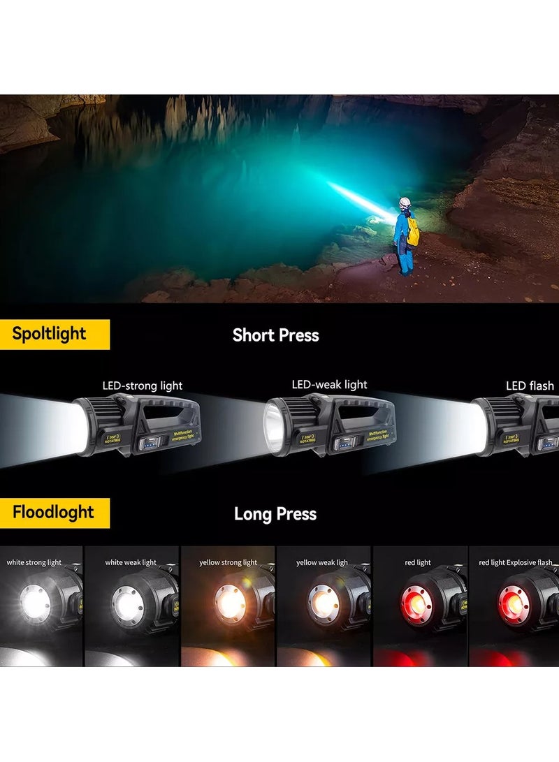 كيو لايت مصابيح يدوية قابلة لإعادة الشحن للاستخدام الخارجي، مصباح LED سبوت لايت بقوة 2,000,000 لومن مع ألواح شمسية، 9 أوضاع مقاومة للماء، مصباح يدوي للتخييم والمشي لمسافات طويلة في الهواء الطلق والقوارب البحرية والصيد - Image 5